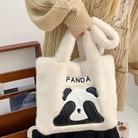 Bolso de hombro de felpa con diseño de panda anime, suave y lindo, para niñas, estilo transfronterizo.