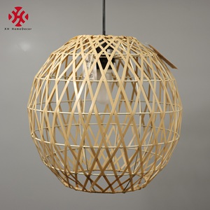 XH tejido a mano bambú yute mimbre papel cadena araña colgante pantalla plástico ratán iluminación - Product Image 2