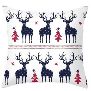 New Year designs reindeer pattern cushion cover Christmas decoration throw pillow