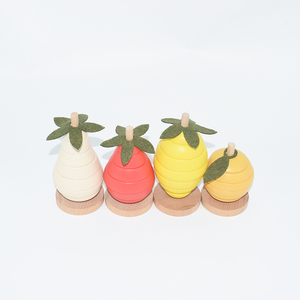 Juguetes <span class=keywords><strong>de</strong></span> madera para bebés Frutas Bloques <span class=keywords><strong>de</strong></span> madera en forma <span class=keywords><strong>de</strong></span> fresa Niños DIY Dibujo Bloques apilables <span class=keywords><strong>de</strong></span> madera natural - Product Image 3