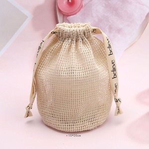 Chất lượng cao vòng dưới bông lưới dây rút xà phòng chăm sóc da mỹ phẩm giặt Túi tái sử dụng biểu tượng tùy chỉnh in túi lưới - Product Image 2