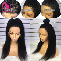 Pas cher cheveux bouclés complets dentelle frontale perruques crépus droite perruque de cheveux humains sans colle 13*4 HD Invisible suisse dentelle fermeture perruque
