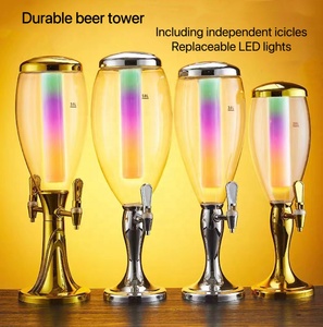 Distributeur de bière LED portable de haute qualité 3L, tube à glace or/argent, 2 robinets, tour à bière LED, distributeur de jus de qualité alimentaire - Product Image 2