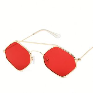 Lunettes de soleil rétro carrées polygonales pour hommes avec logo personnalisé, protection UV400, monture métallique fine pour femmes - Product Image 2