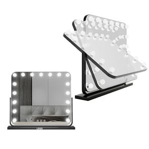 Large Rectangular Black Led Makeup <b>Mirrors</b> <b>Mirror</b> <b>Lights</b> Flat Hd Imaging <b>With</b> No Distortion Precise - Product Image 2