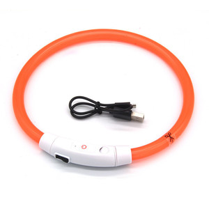 Colorido collar de perro intermitente recargable por USB-luz LED para seguridad de caminata nocturna, corte para adaptarse - Product Image 5
