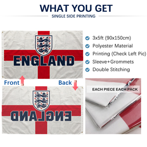 Bandera de Inglaterra 3x5 pies (90x150 cm) de una sola cara, bandera para aficionados, Tres Leones, ¡Ya llega el Reino Unido!, San Jorge - Product Image 3