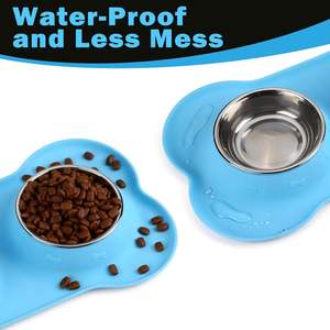 Comederos para Perros, 2 Tazones de Acero Inoxidable con Tapete de Silicona Antideslizante para Perros Pequeños y Medianos, Plato para Comida y Agua - Product Image 4