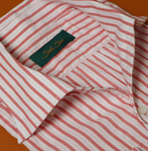 <span class=keywords><strong>Camicia</strong></span> MTM in <span class=keywords><strong>Seersucker</strong></span> 100% Cotone a Righe con Colletto, Stile Italiano con Arricciatura su Spalle/Schiena, <span class=keywords><strong>Camicia</strong></span> Casual per Sartoria - Product Image 3