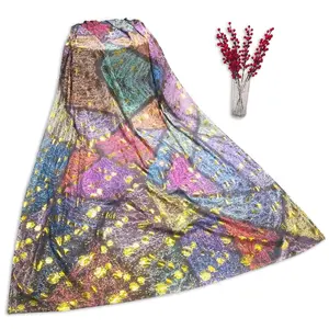 Nouvelle arrivée textile impression fleur jaune estampage feuille femmes robes tissu de voile soudanais