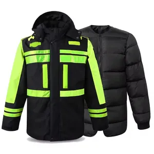 Night Protect Cycling Waterproof Detachable Reflective Safety Clothing Bicycle Traffic Warning Uniform Workwear Winter Jacket