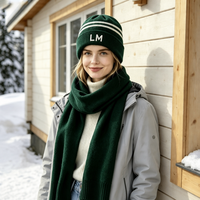 Bonnet en tricot style universitaire minimaliste, jacquard rayé LM, polyvalent, chaud et doux, idéal pour l'hiver et les activités quotidiennes en extérieur