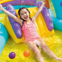 Piscine gonflable pour enfants en forme de dinosaure en PVC avec toboggan et piscine à balles épaissie pour bébés