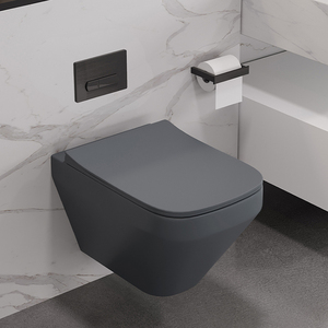 <span class=keywords><strong>WC</strong></span> <span class=keywords><strong>suspendu</strong></span> en céramique noire de luxe <span class=keywords><strong>pour</strong></span> hôtel et maison, à fixation murale - Product Image 4