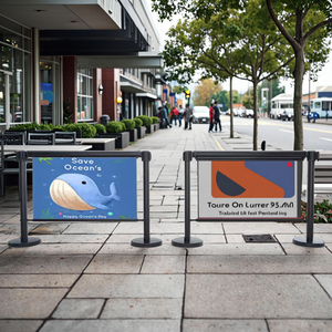 New Arrival Indoor Outdoor Aluminum Alloy &amp; PET Banner Post Barricade Sidewalk <strong>Windbreak</strong> Cafe Restaurant Barriers Engineer Grade - Product Image 5