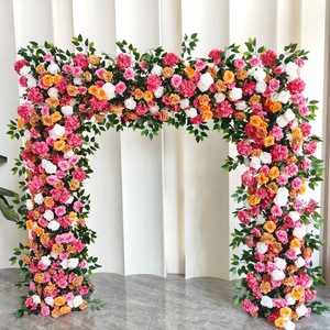 Arche de mariage en fleurs artificielles, arche carrée en fleurs, arrangement de roses en soie, décoration florale - Product Image 3