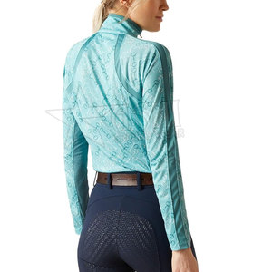 Women Horse Riding <b>Long</b> <b>Sleeves</b> Zip <b>Base</b> <b>Layer</b> 4 Way Stretchy Equestrian Clothing Rider Shirt for Sale - Product Image 2