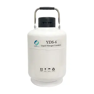 YDS-6 wadah penyimpanan sel tangki/kontainer transfer embrio nitrogen cair sertifikasi ISO 6L kapasitas kecil