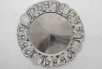 Assiettes de présentation rondes en plastique argenté motif récif pour mariage, sous-assiettes décoratives pour table, assiettes en plastique pour mariage