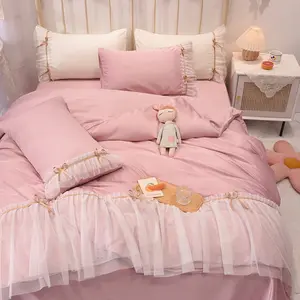 寝具セットナイロンレースキルトカバー子供女の子ベッドカバーセット中国