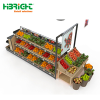 Highbright Luxe Dubbelzijdige Metalen Houten Display Stand met Grote Capaciteit, 3-6 Laags, Heavy Duty, voor Fruit en Groenten CN;JIA