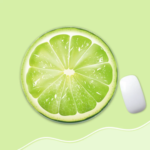 Tapis de souris rond et mignon sur le thème des fruits, avec bords cousus, option de design personnalisé élégant - Product Image 4