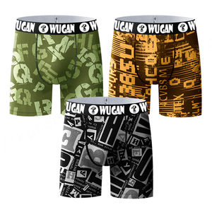 High Quality Men's Casual Sport Underwear Custom Printed Polyester <b>Knitted</b> Briefs Boxers Long Style Cartoon <b>Pattern</b> Breathable - Product Image 5