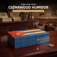 Humidor à cigares classique rectangulaire en bois massif JH, boîtes à cigares cubains, humidor de bureau pour 120 cigares, finition piano, boîte en bois