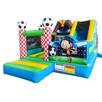 Château gonflable à thème football avec toboggan, design animaux marins, pour enfants, idéal pour fêtes et parcs d'attractions