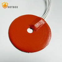 Plaque chauffante en caoutchouc silicone personnalisée, ronde, diamètre 100 mm, 80 W, 230 V, PSA, avec PT100 et trou pour tuyau, vanne et cylindre