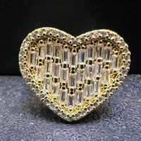 Op maat gemaakte 18K vergulde hiphop hartvormige ringen, sieradenfabrikant, trouwcadeau, waterdicht, witte diamanten ringen