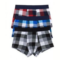 Caleçons Boxers Homme 100% Coton Doux Classique Tricoté Tissé Motif Rayé Adulte Logo Côté Gauche