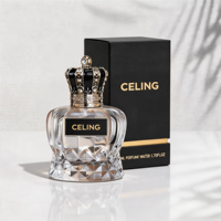 Flacon vaporisateur de parfum en verre personnalisable avec étiquette en papier couleur, 50 ml, 100 ml, avec couvercle couronne et boîte cadeau