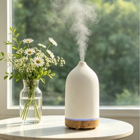 Diffuseurs en pierre de 200 ml pour huiles essentielles, diffuseur en céramique fait main avec 3 réglages de minuterie et 7 réglages de lumière ambiante pour la maison et le bureau