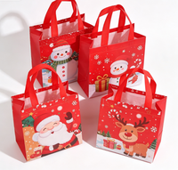 Sac fourre-tout en non-tissé laminé imprimé de dessins animés de Noël, multi-tailles, réutilisable, écologique, pour emballages cadeaux de Noël
