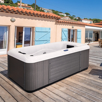 Baignoires Balnéo Autoportantes pour 6-7 Personnes, Spa de Massage Extérieur pour Fêtes, Jacuzzi