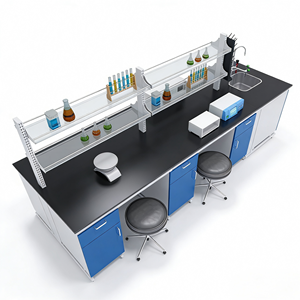 โต๊ะปฏิบัติการเหล็กเต็มรูปแบบ, โต๊ะขอบเหล็กและไม้, โต๊ะกลาง, โต๊ะทดสอบในห้องปฏิบัติการ, โต๊ะปฏิบัติการ - Product Image 5