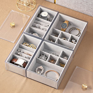 <span class=keywords><strong>Caja</strong></span> de Joyería de Plástico PET Transparente con Tapa, Apta para Lavavajillas, Impermeable, de Gran Capacidad, Organizador de Escritorio Multifuncional - Product Image 2