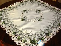 Nappes jetables en polyester/coton non tissé à motif floral de raisin avec broderie et ajouré 36x36 pouces