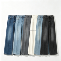 Celana Jeans Wanita C26 Second Hand Retro High Street Abu-abu Model Wide-Leg, Celana Panjang Lurus High-Waisted Longgar Berbahan Washed Drapedy