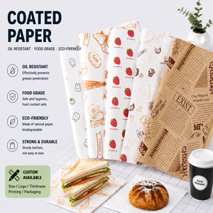 Greaseproof PE Coated Virgin <b>Paper</b> for Hamburger Sandwich Packaging Food Grade Foldable Waxed Wrapper - Product Image 1