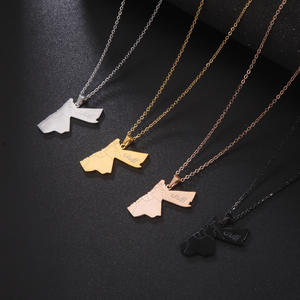 Collier chaîne avec pendentif carte du Royaume de Jordanie en acier inoxydable, plaqué argent, or 18 carats et or <span class=keywords><strong>rose</strong></span> - Product Image 1