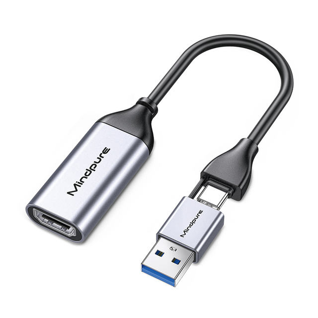 Mindpure 4K Type C USB 3.0 Aluminum Alloy Golden Plated HDTV Audio Video Capture Card Record for TV Live Streaming Broadcasting