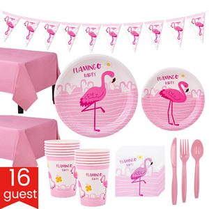 Venta caliente dedicada al nuevo juego de suministros de fiesta de flamenco para decoraciones de cumpleaños para niños - Product Image 2