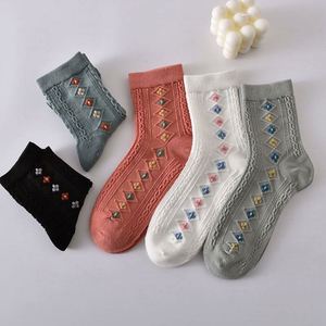 Chaussettes en coton de haute qualité pour femme, mi-mollet, style coréen Sen, à nouer, rétro et littéraires, pour automne-hiver - Product Image 5