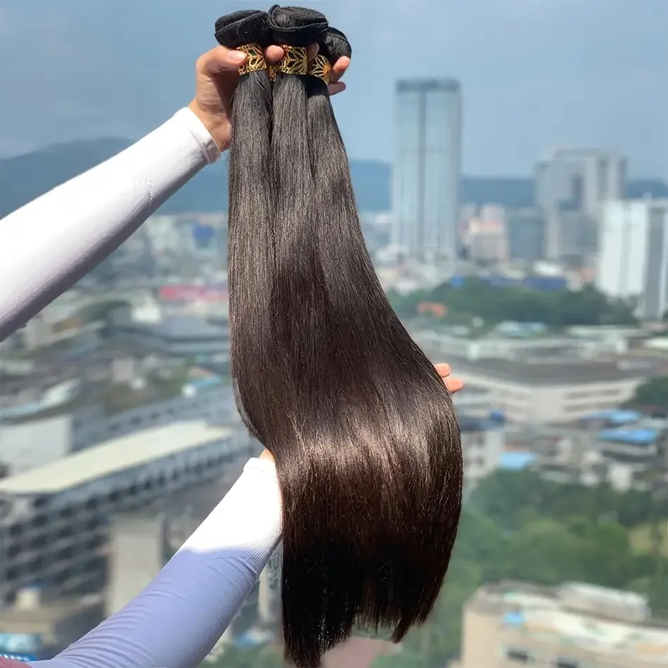 Kostenlose Probe 10A 40 Zoll vietnam esisches rohes Haar, peruanisches menschliches Haar bündel, doppelt gezeichnetes menschliches Haar