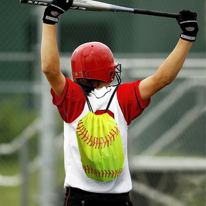Softball <b>Drawstring</b> <b>Backpack</b> Waterproof 36x43cm Unisex Outdoor Sports Bag - Product Image 1