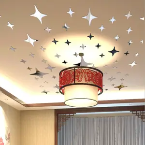 3D Acrylic Mirror Stars Decals Creative Babysbreath Wallpaper For Kid's Bedroom Removable Children's Room Decorative Stickers