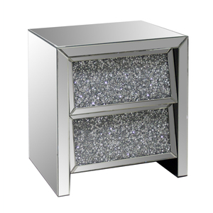 Gorgeous Sparkly <strong>Crushed</strong> <strong>Diamond</strong> Mirror <strong>Furniture</strong> 3 Drawer Beside Table - Product Image 4