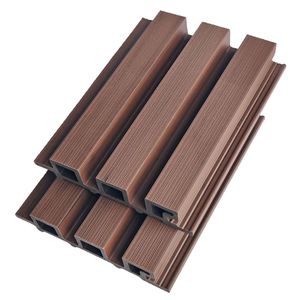Revestimiento de pared exterior moderno WPC Decking 3D en relieve ignífugo absorbente de sonido a prueba de humedad hoteles plástico compuesto de madera - Product Image 5